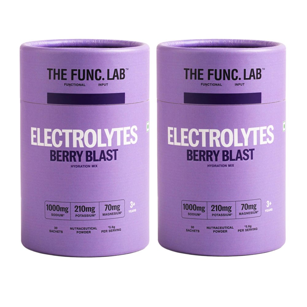 The Func. Lab Daily Electrolytes -Berry Blast | Pack Of 2, 30 Sachets Each | Instant Hydration Powder with Sodium, Potassium, Magnesium | Sugar-Free, No Preservatives | Instant Energy & Recovery Drink
