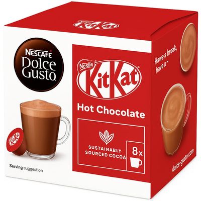 Nescafe Dolce Gusto KitKat Hot Chocolate Pods 256g Box  Compatible with Dolce Gusto Machines | 16 Capsules | Creamy Cocoa Drink with Signature KitKat Flavour | Rich, Smooth & Velvety Texture | Perfect for Home, Office & Chocolate Lovers  (Imported-