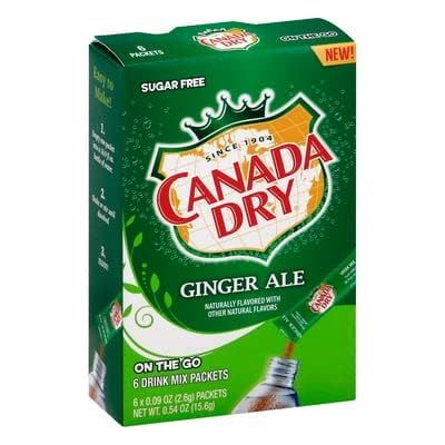 Canada Dry Sugar Free Ginger Ale Naturally Flavored On The Go Drink MIx 6 Packets, 15.6g