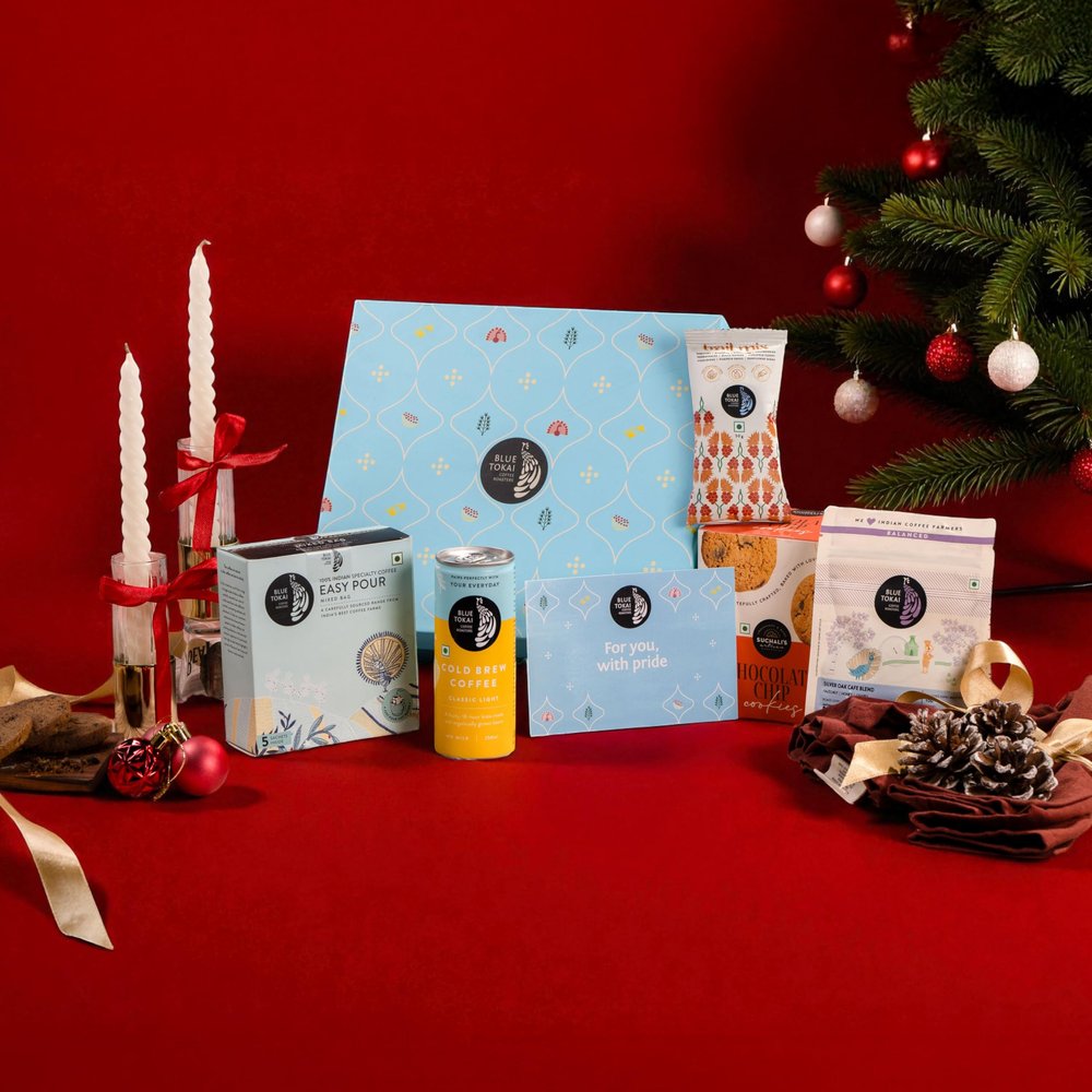 Blue Tokai Coffee Roasters Mayukh Gift Hamper | Coffee Can, Cookies, Trail Mix | Christmas Hamper | New Year Gifts | Corporate Gift | Premium Coffee Hamper
