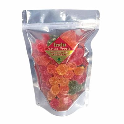 Indu Home Foods Assorted Fruit Flavor Jelly Candies (Sugar Coated) | Soft & Chewy Gum Drops | Multi-Color Sweet Snack for Kids & Parties (200 gm)