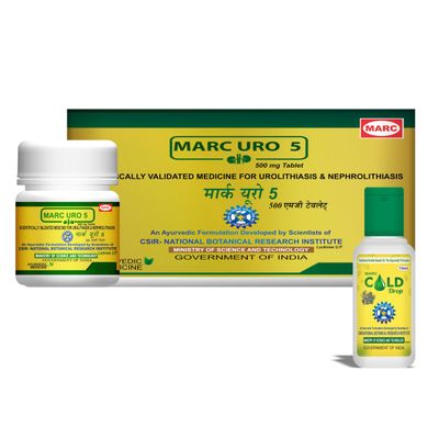 Marc URO-5 Ayurvedic Kidney & Urinary Wellness Tablets (Pack of 6) + Marc Cold Drop Herbal Respiratory Support | Botanical Kidney Care & Cold-Season Comfort | Natural Wellness Bundle