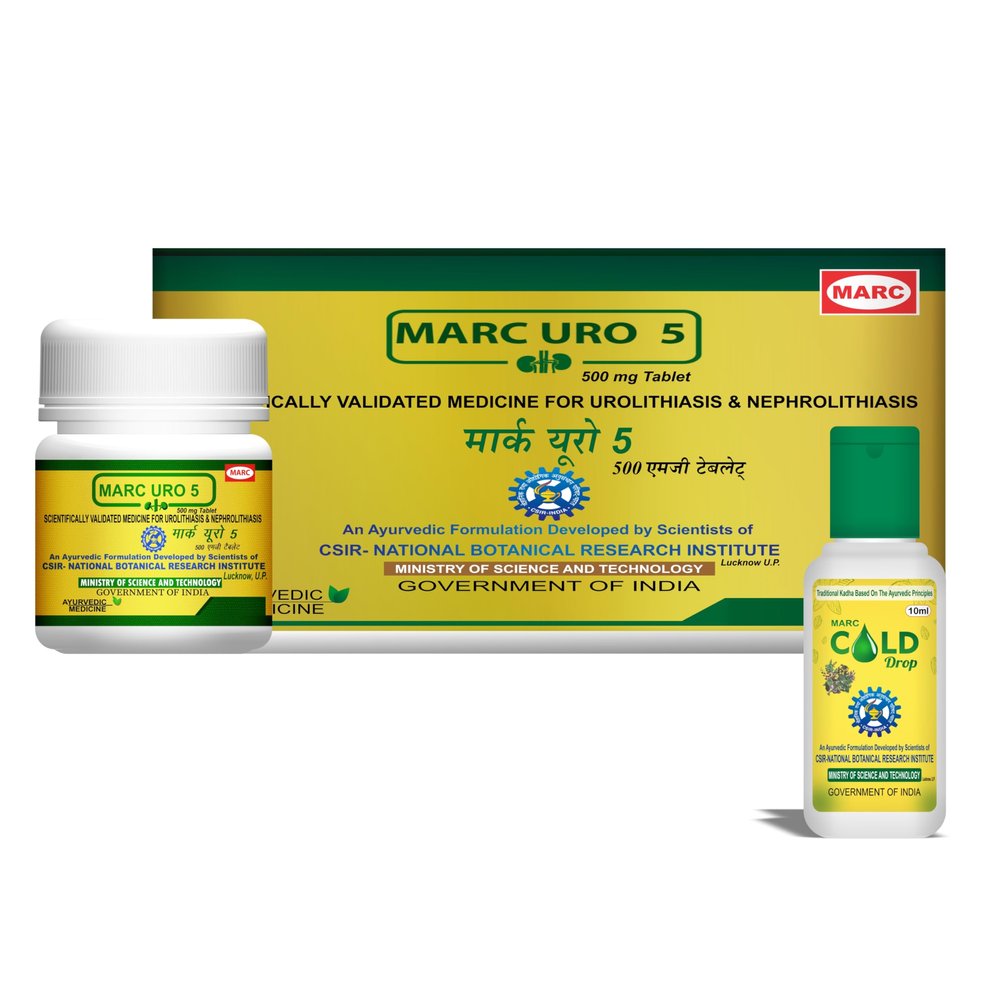 Marc URO-5 Ayurvedic Kidney & Urinary Wellness Tablets (Pack of 6) + Marc Cold Drop Herbal Respiratory Support | Botanical Kidney Care & Cold-Season Comfort | Natural Wellness Bundle