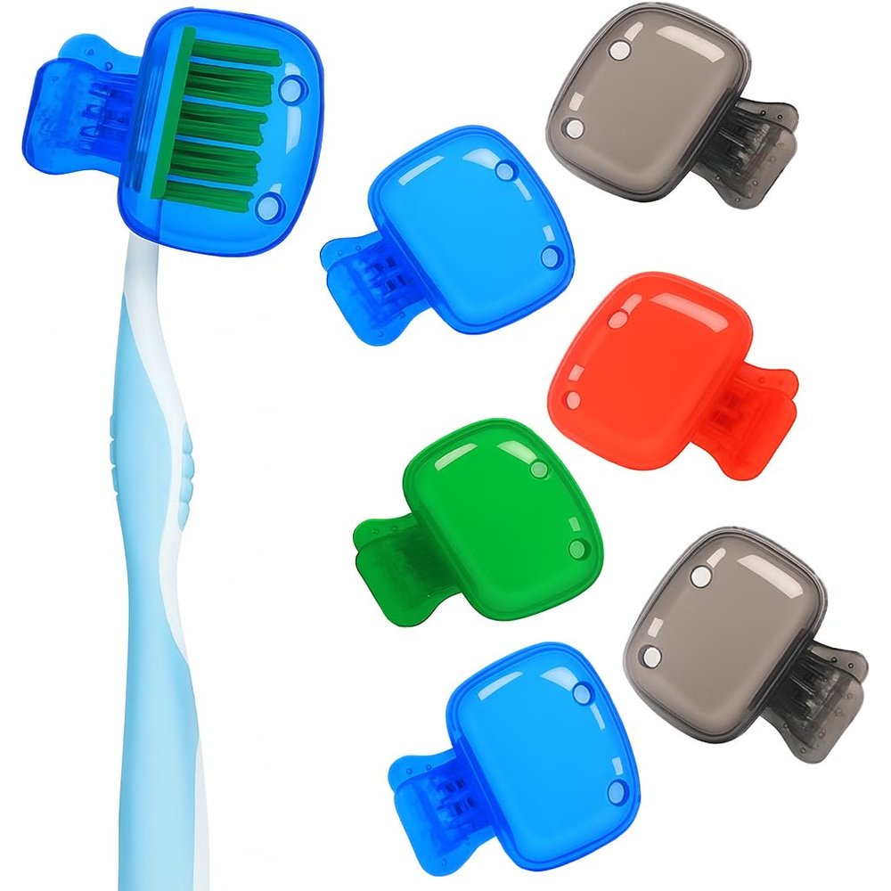 Brillwist 6 Pack Toothbrush Covers Caps, Plastic Toothbrush Head Covers, Hygienic Tooth Brush Protector Toothbrush Coverings Clips for Travel, Business, Camping, School, Home