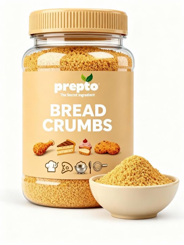 PREPTO Panko Bread Crumbs 1 Kg | Light & Crispy Japanese Style Coating | Bigger Slivers & Less Oil Absorption | Ideal for Frying, Baking, Cutlets, Veggies & Cheese Sticks | Ingredients Made Simple