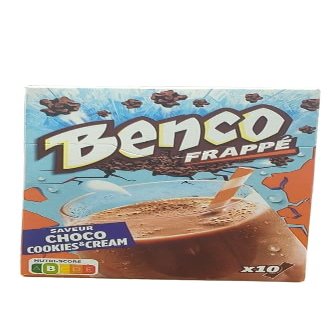 Frapp Drinking Chocolate 100gm | Choco Cookies & Cream Flavour | Instant Cold Drink Mix | 10 Satchet X 10gm each | Benco Frappe | Rich Chocolate Milkshake Powder | Quick & Easy Beverage for Kids & Adults | Imported | Product of France.