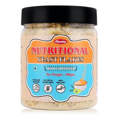 Flavoma Nutritional Yeast Flakes, 200gm (NON-FORTIFIED), Gluten-Free, Vegan Cheese Flavor High in Vitamin B | Plant Based Seasoning for Cooking, Baking, and Snacks