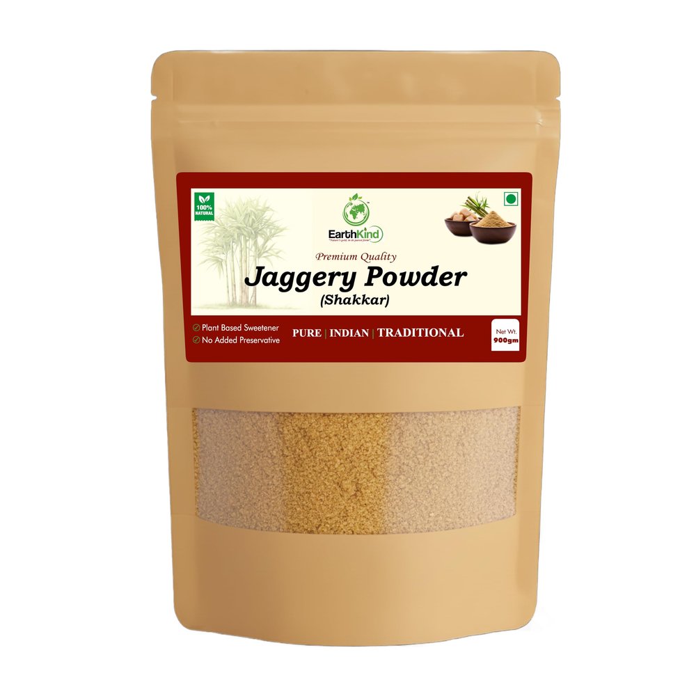 EarthKind Premium Natural Jaggery Powder | Pure & Unrefined | Chemical-Free, Mineral-Rich Powder (900 g)