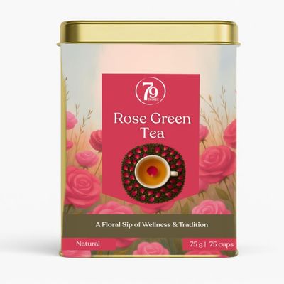 79 Degree Wellness Tea I Premium Blend in Tinbox (75 Gm, Rose Green Tea)