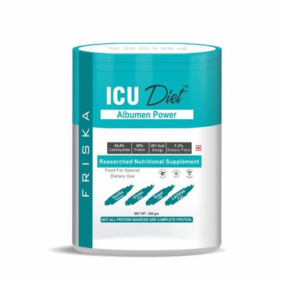 Friska ICU Diet Albumen Power Researched Nutritional Supplement for ICU Patient Flavour Vanila Pack of 1-200gm