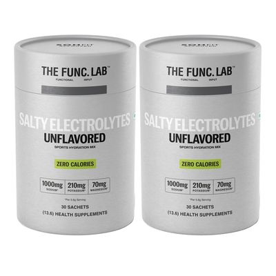 The Func. Lab Daily Electrolytes -Unflavoured | Pack Of 2, 30 Sachets Each | Instant Hydration Powder with Sodium, Potassium, Magnesium | Sugar-Free, No Preservatives | Instant Energy & Recovery Drink