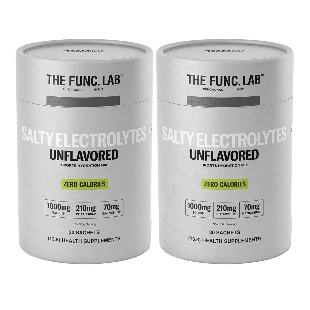 The Func. Lab Daily Electrolytes -Unflavoured | Pack Of 2, 30 Sachets Each | Instant Hydration Powder with Sodium, Potassium, Magnesium | Sugar-Free, No Preservatives | Instant Energy & Recovery Drink