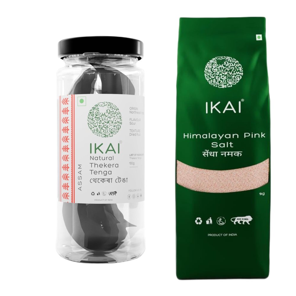IKAI Organic Natural Thekera Tenga (Single Packet) + Natural Himalayan Pink Salt (Single Pack) | Assorted Weights | (Combo Pack)