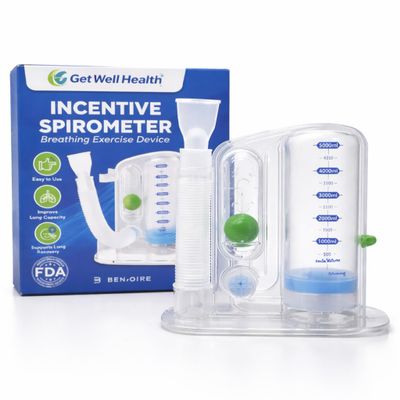 Get Well Health Incentive Spirometer Adult, FDA Registered Breathing Exercise Device for Lungs, 5000ml Capacity, Lung Exerciser, Respiratory Exerciser, Breathing Exercise, Respirometer