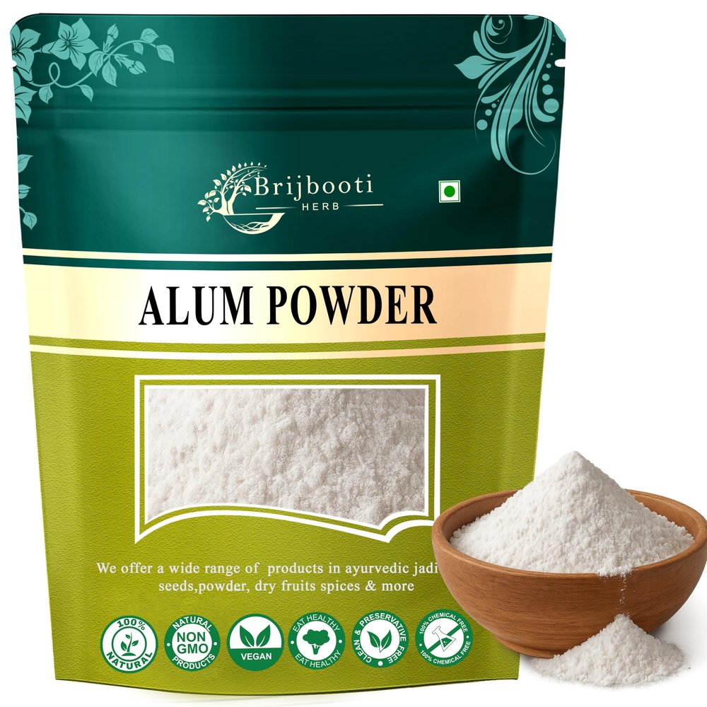 Brijbooti Pure Alum Powder for Face 350g | Organic Fitkari for Face Glow, Skin Tightening, Teeth & Mouthwash, Pore Cleansing, Bath, Hair & Skin | Natural Alum stone Phitkari Powder