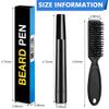 Beard Filling Pen Kit, Barber Styling Beard Colour Filler Pencil with Brush, Waterproof, Sweat Proof, Sharp Beard Lines Long-Lasting Durable Pencil for Men Beard, Moustache, Eyebrows,Eyebrows (Black) view 3
