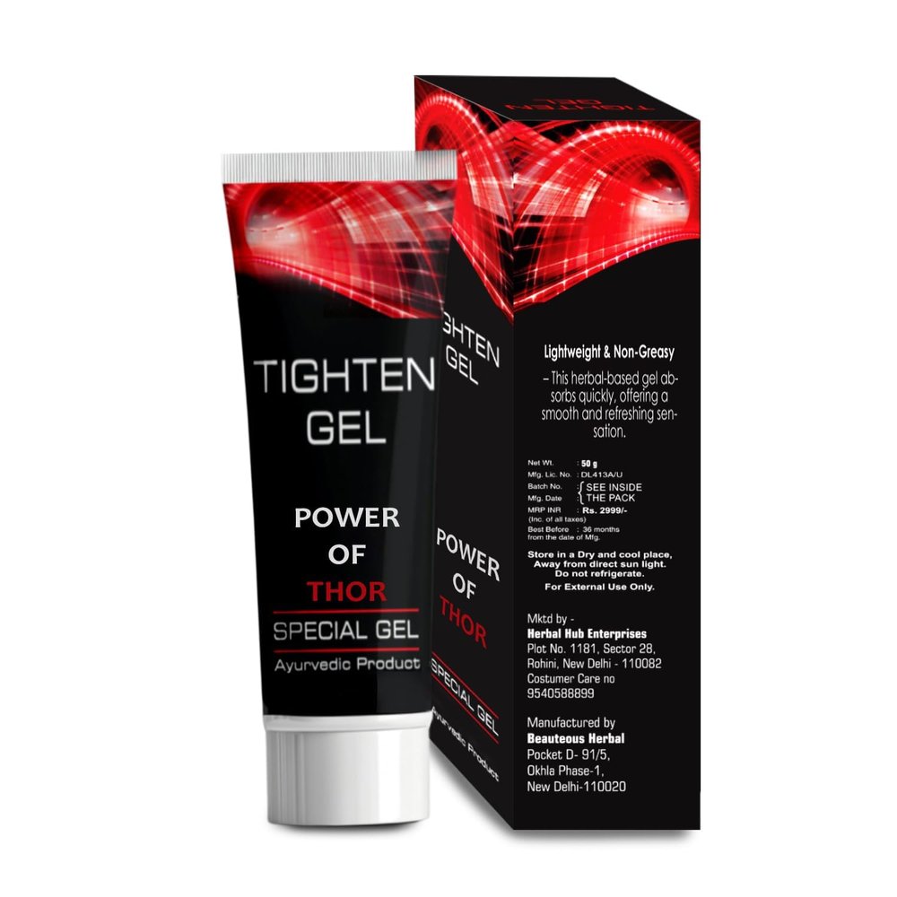 Natural Tightening Gel for Men | Ayurvedic Personal Care | Daily Body Firming & Grooming | Herbal Formula That Enhances Vigor & Stamina | Non-Greasy | Power of Thor Special Gel (Pack of 4) (Pack 1)
