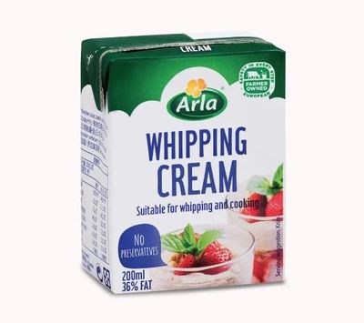 Arla Whipping Cream 200ml | Pure Dairy Cream for Whipping, Cooking & Baking | Rich & Smooth Fresh Cream for Desserts, Cakes & Sauces