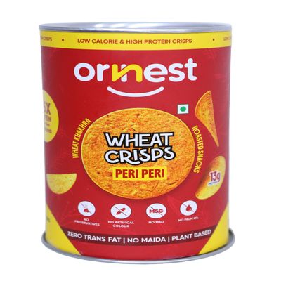 Ornest Wheat Crisps, Low Calorie High Protein Snack, Roasted, 100g (8, Peri Peri)