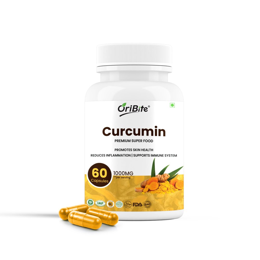 Curcumin Capsules Pack of 1 | 95% Curcuminoids with Black Pepper | Natural Antioxidant for Skin Support, Joint Comfort & Immunity | 1000mg Daily Serving