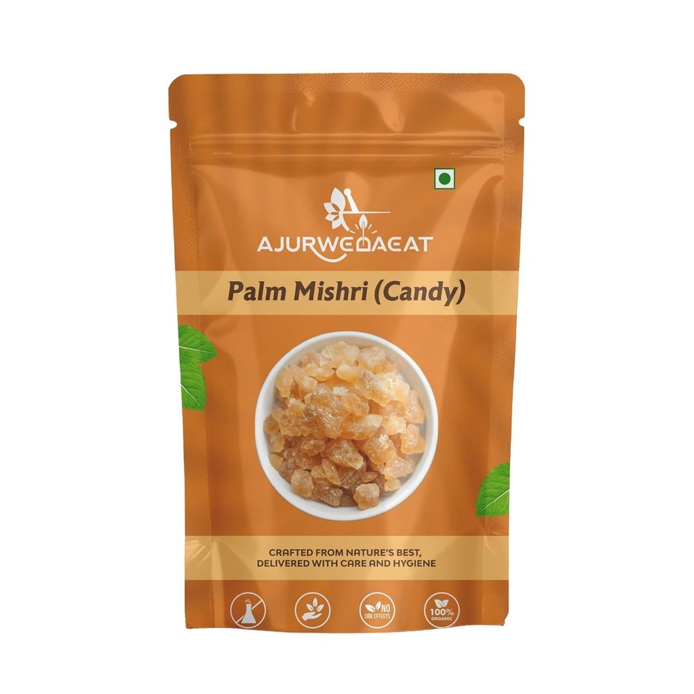 AJURWEDAEAT Palm Mishri Candy  Natural Palm Sugar Crystals (Tal Mishri) | Natural Sweetener | Rich in Antioxidants & Minerals | Boosts Energy, Aids Digestion & Supports Immunity (350 GM - Pack Of 2)