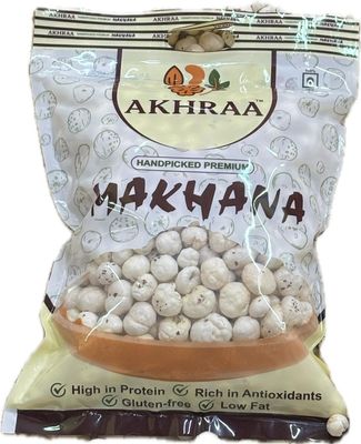 AKHRAA HANDPICKED PREMIUM MAKHANA - ONLY BIG SIZE 5 TO 7 MM | Healthy Gluten-Free Superfood | 250gm | Pack Of 4