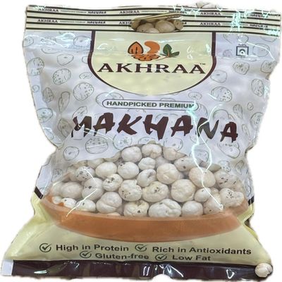 AKHRAA HANDPICKED PREMIUM MAKHANA  ONLY BIG SIZE 5 TO 7 MM | Healthy Gluten-Free Superfood | 250gm | Pack Of 8